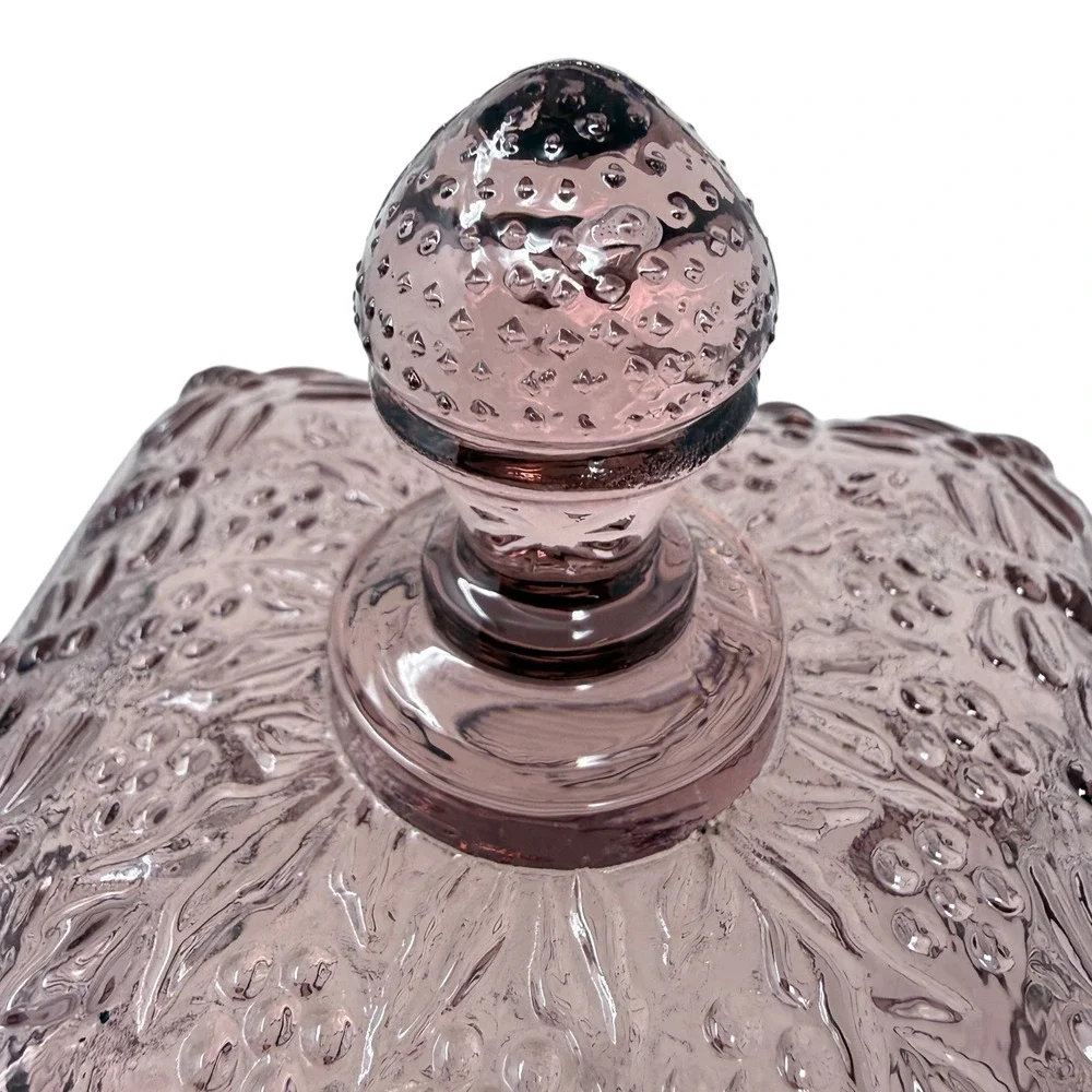 Indiana Glass Bee Box Candy Dish Amethyst Purple Excellent Beehive Motif Lid